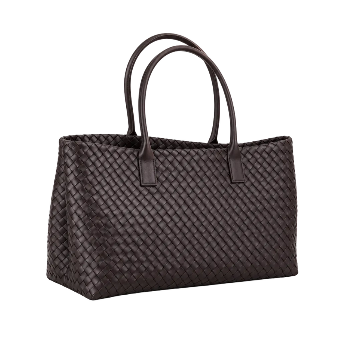 Elegant Chocolate Brown Woven Shoulder Tote-1