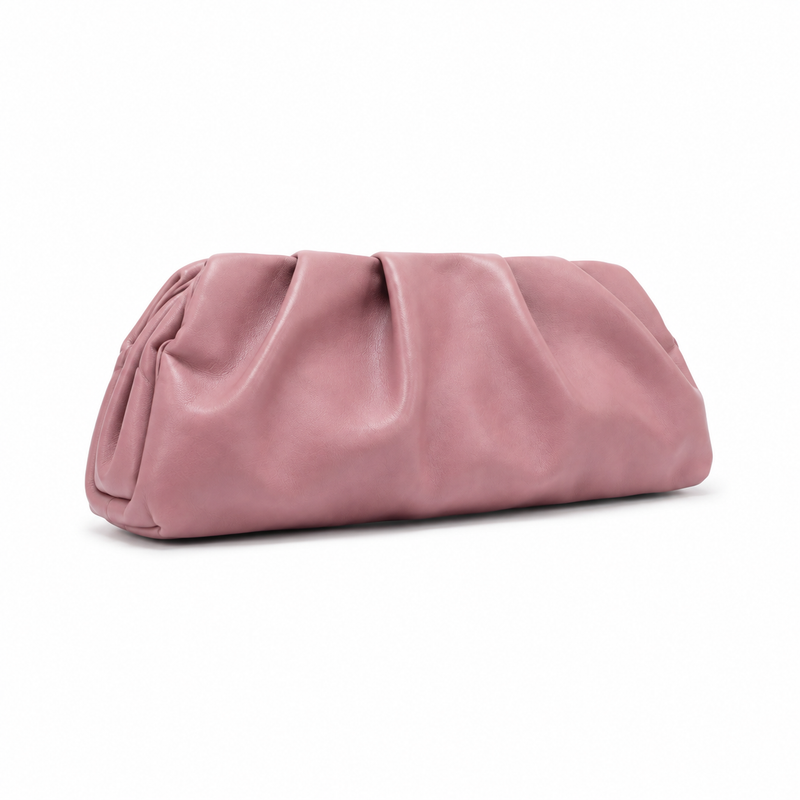 Blush Pink Ruched Cloud Clutch Bag-4