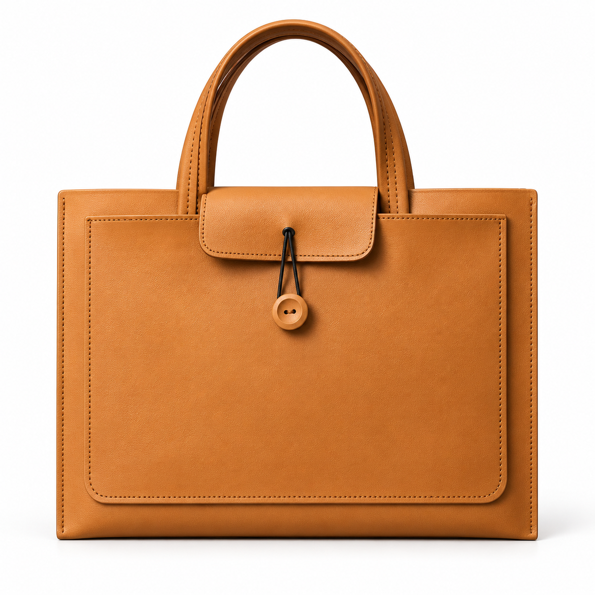 Classic Tan Leather Laptop Tote Bag-3