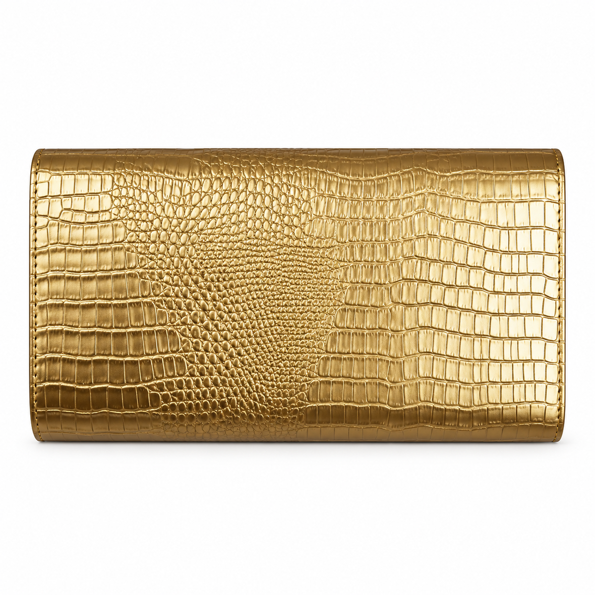Gold Crocodile Embossed Envelope Evening Clutch-2