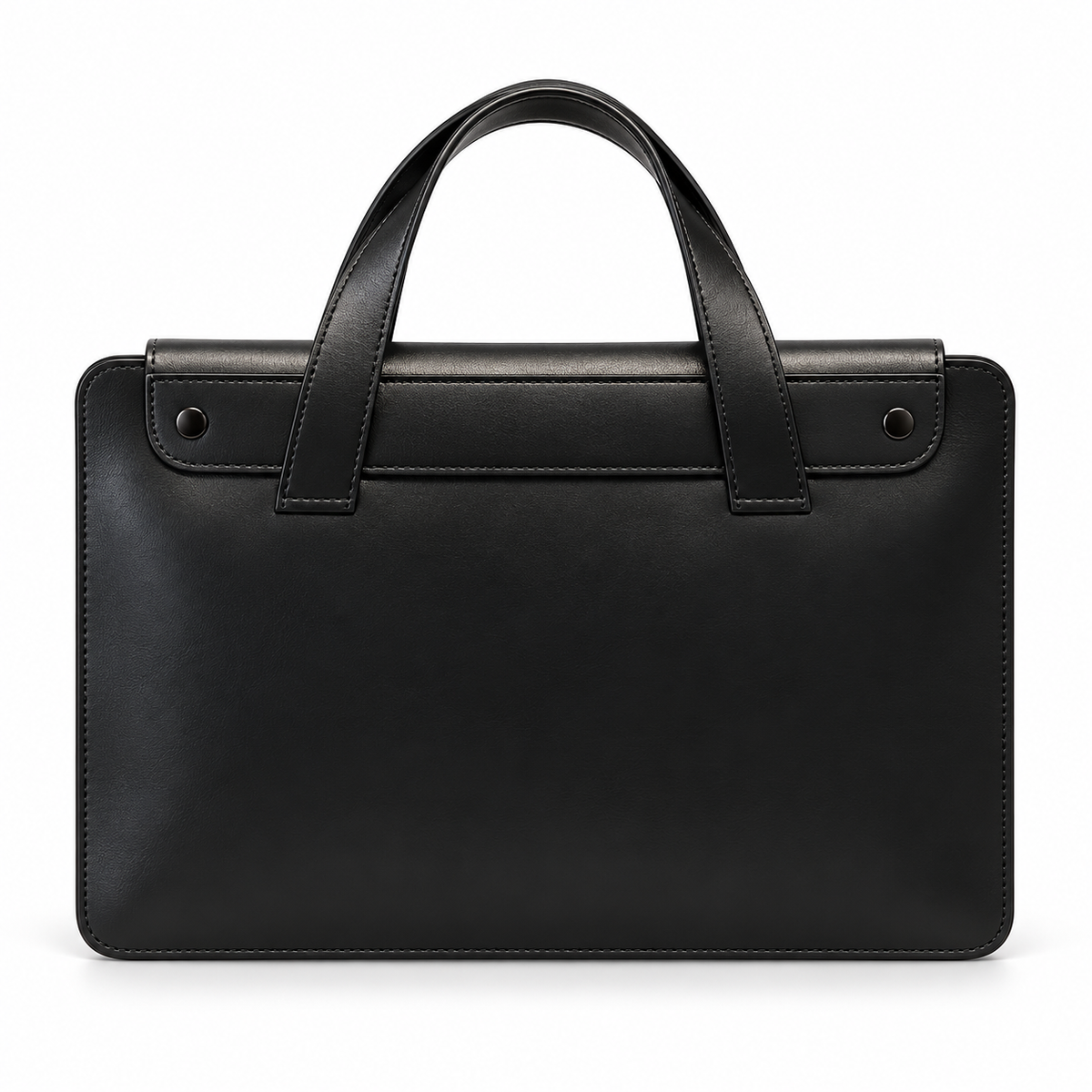 Classic Black Leather Laptop Briefcase Bag-2