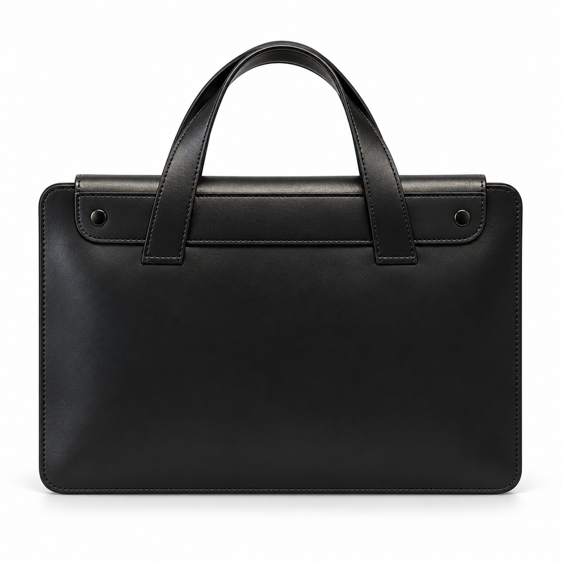 Classic Black Leather Laptop Briefcase Bag-2