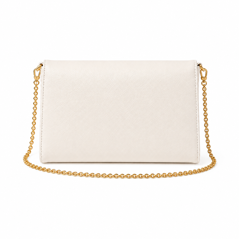 White Mosaic Textured Leather Clutch Bag-4