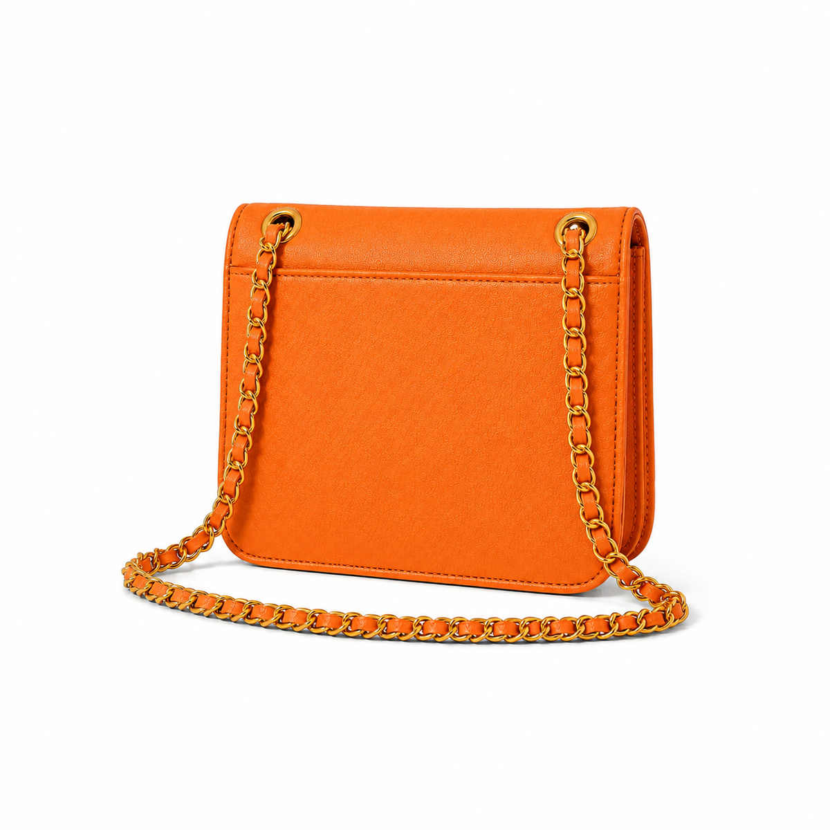 Orange Chain Strap Flap Shoulder Bag-2