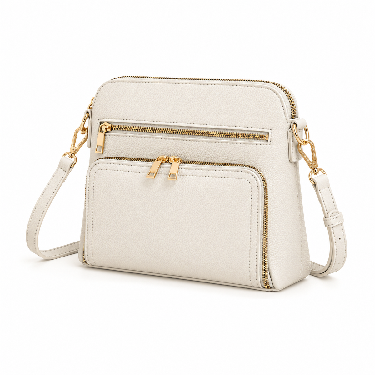 Elegant Beige Multi Pocket Crossbody Bag-3