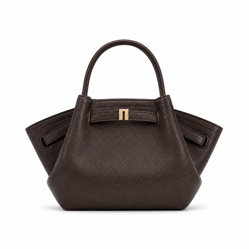 Elegant Dark Brown Textured Winged Handbag-2