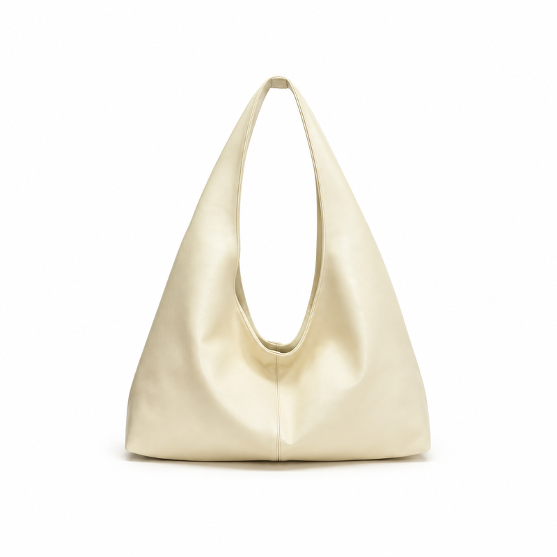 Cream Soft Slouchy Hobo Shoulder Bag-4