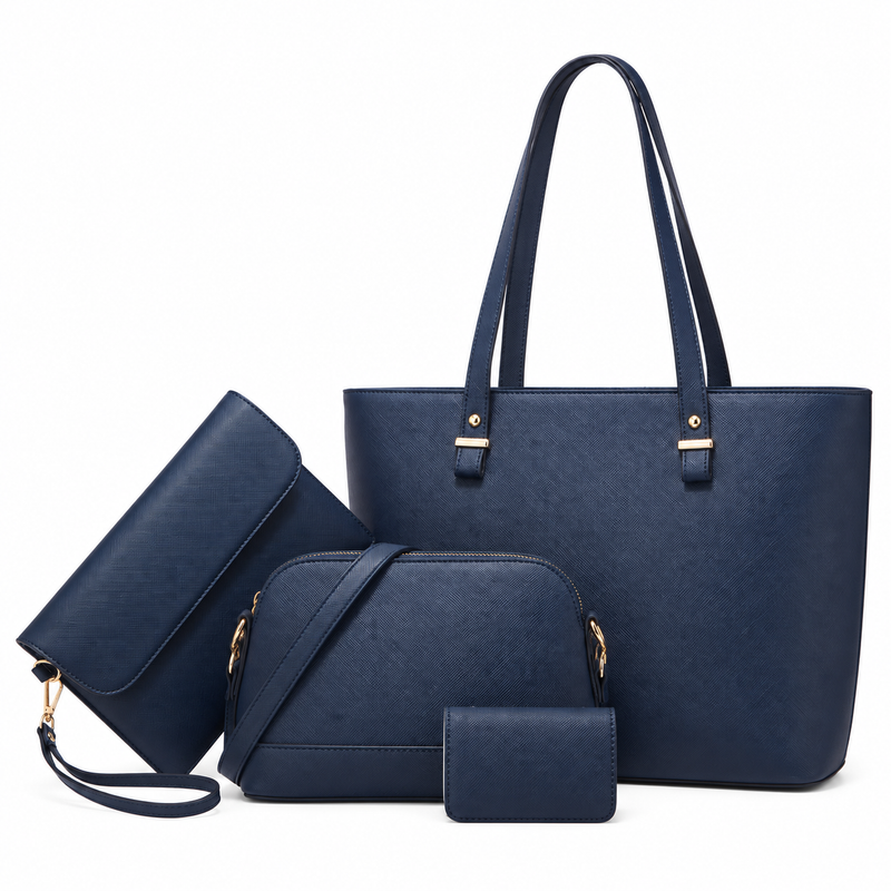 Elegant Navy Blue Four Piece Handbag-2