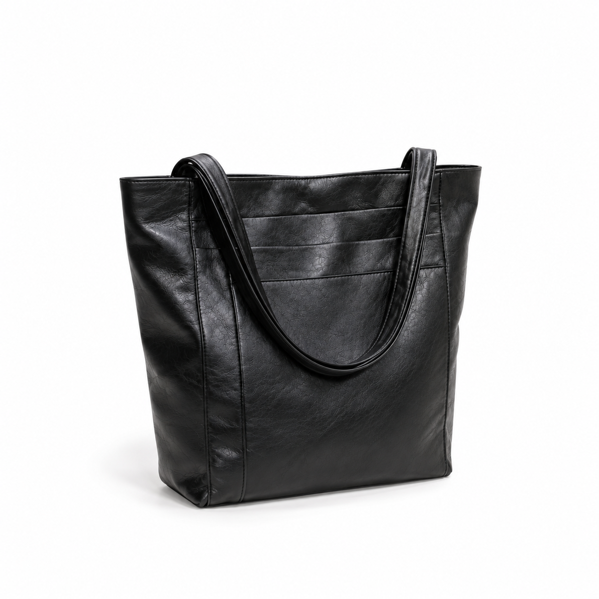 Classic Black Leather Everyday Tote Bag-1