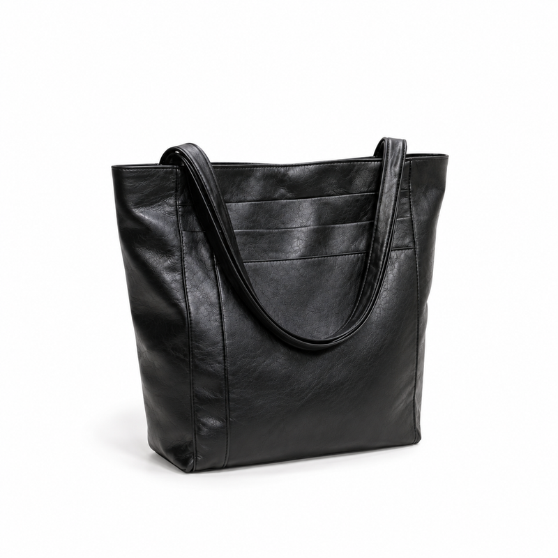Classic Black Leather Everyday Tote Bag-1