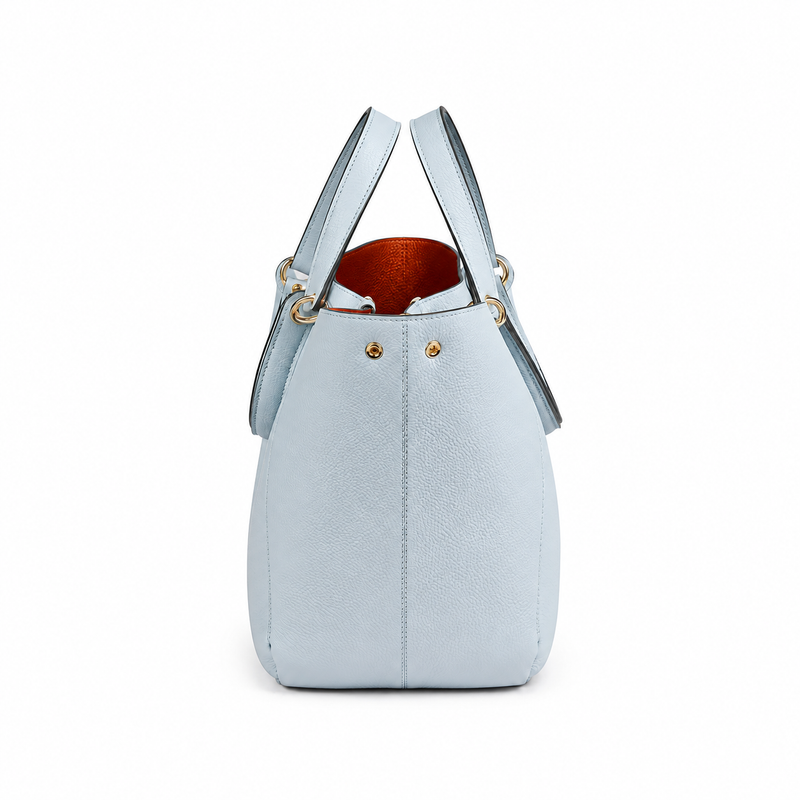 Women’s Light Blue Textured Tote Handbag-3