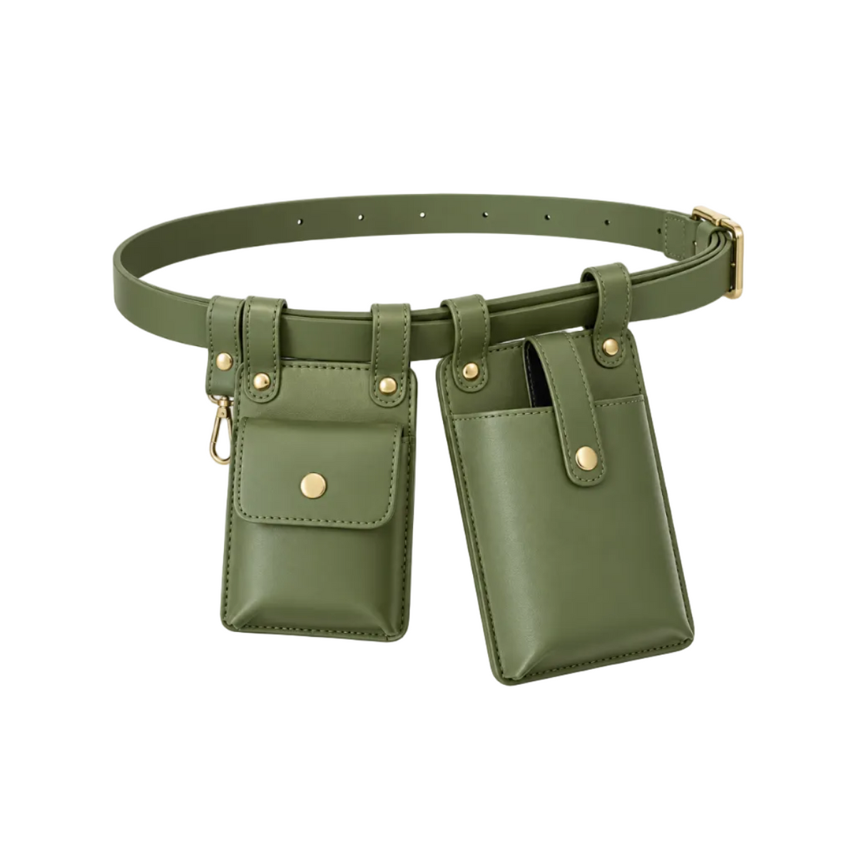 Olive Green Dual Pouch Waist Belt-1