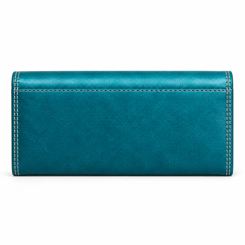 Elegant Teal Wallet With Gold Detail-3