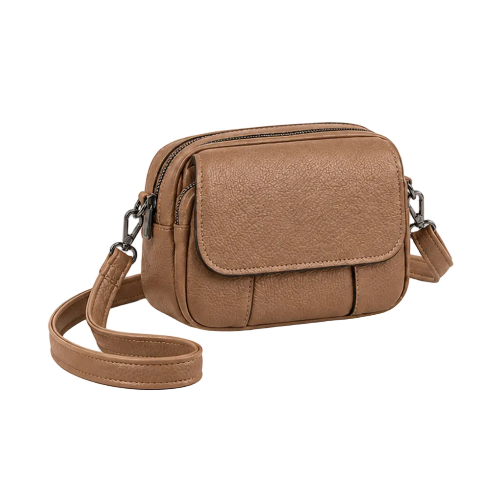Compact Textured Leather Crossbody Shoulder Bag