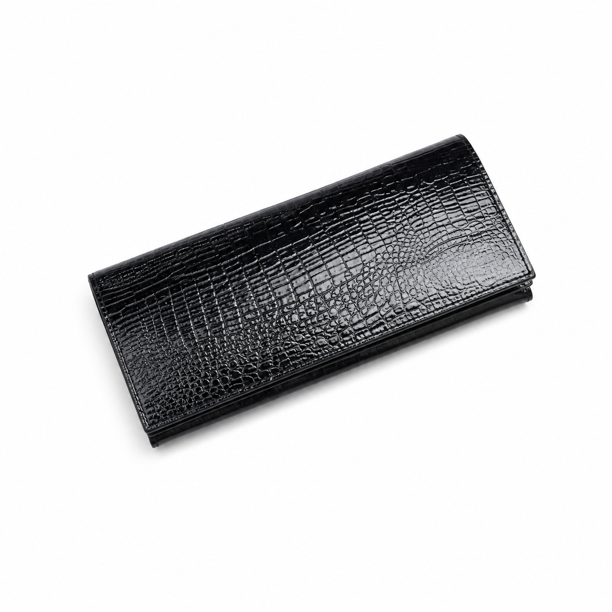 Luxury Black Crocodile Embossed Long Wallet-2