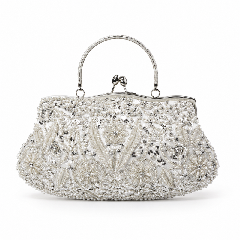 Luxury Ivory Beaded Evening Clutch Bag-4