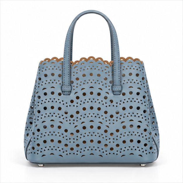 Elegant Laser Cut Blue Tote Handbag-2
