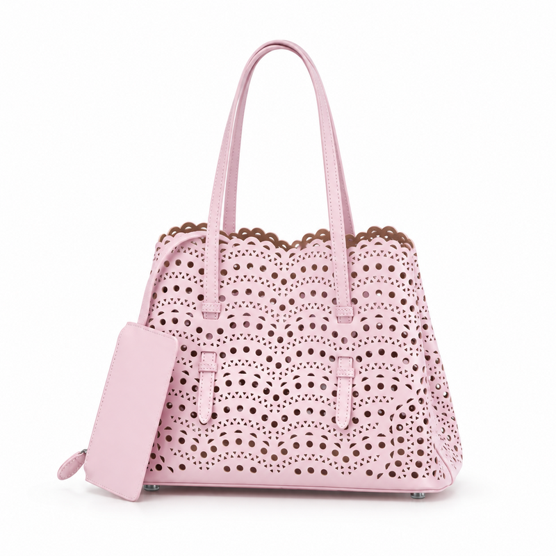 Blush Pink Laser Cut Tote Handbag-3