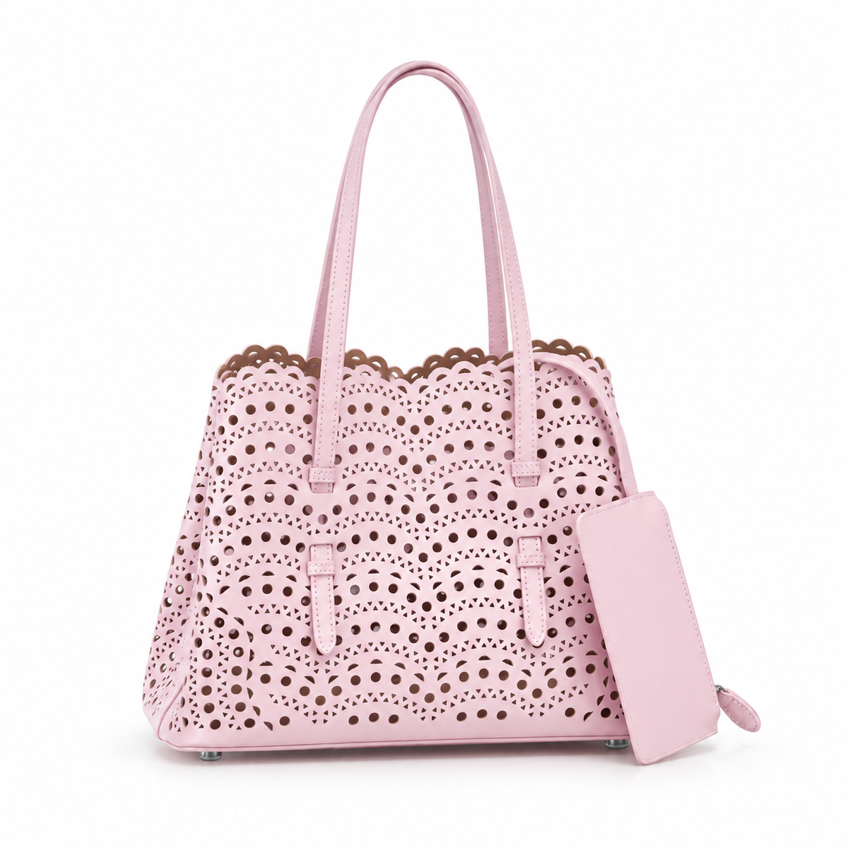 Blush Pink Laser Cut Tote Handbag-1