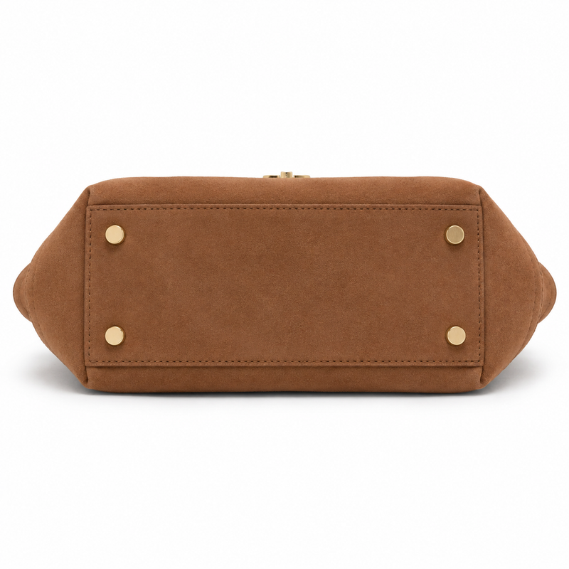Elegant Brown Suede Winged Top-Handle Handbag-3