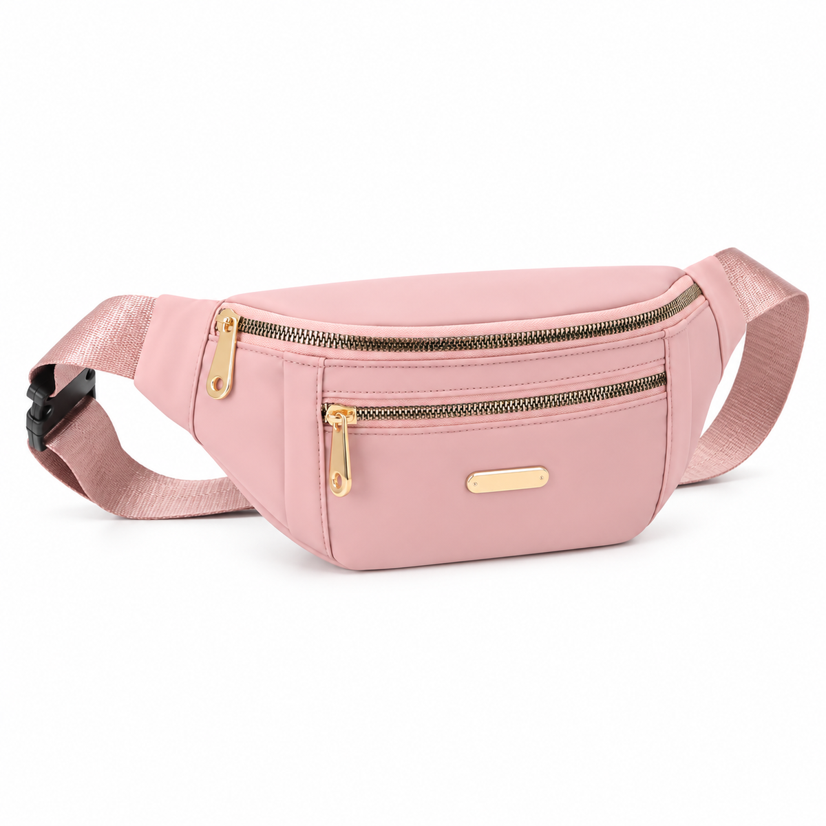 Blush Pink Adjustable Zipper Waist Bag-1