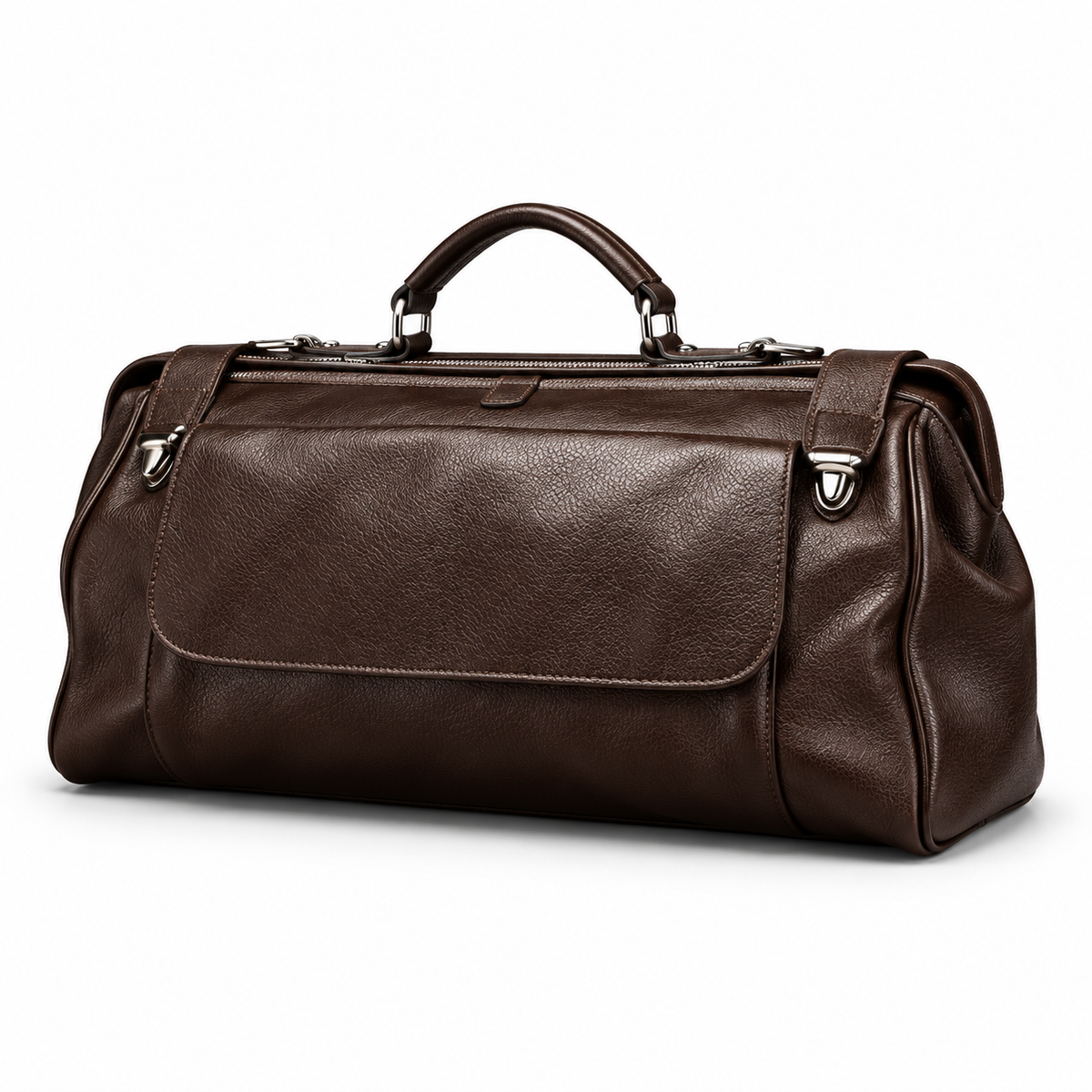 Dark Coffee Leather Duffel Travel Bag-3