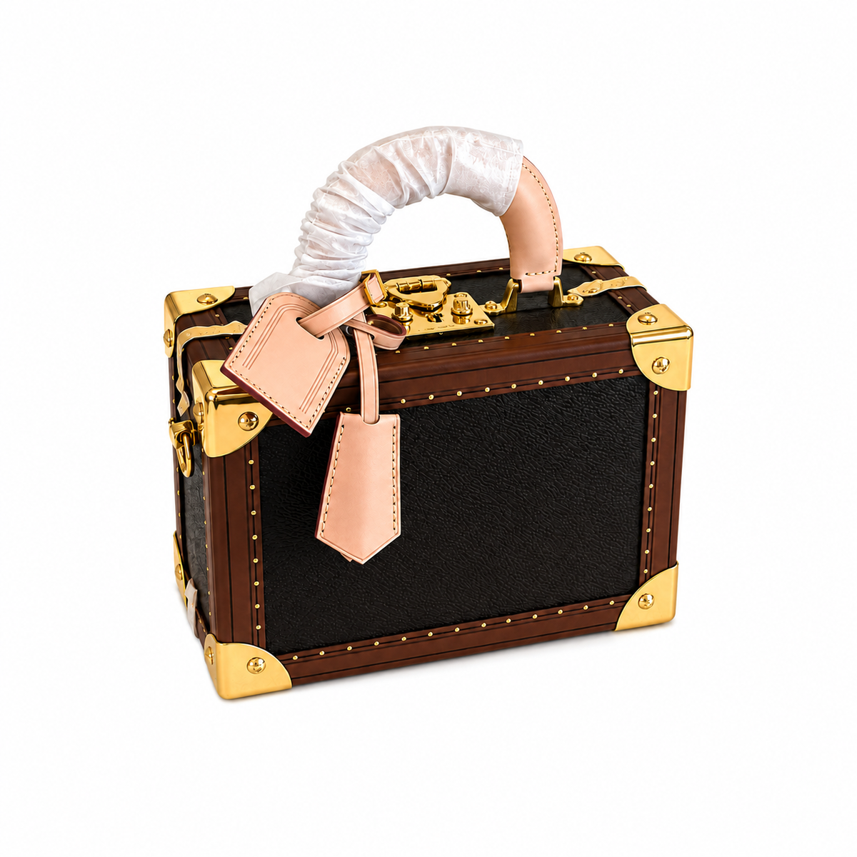 Luxury Vintage Trunk-Style Box Handbag-3