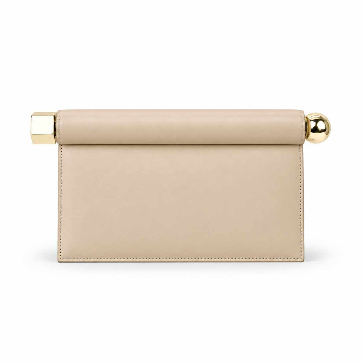 Elegant Beige Leather Evening Clutch Bag-2