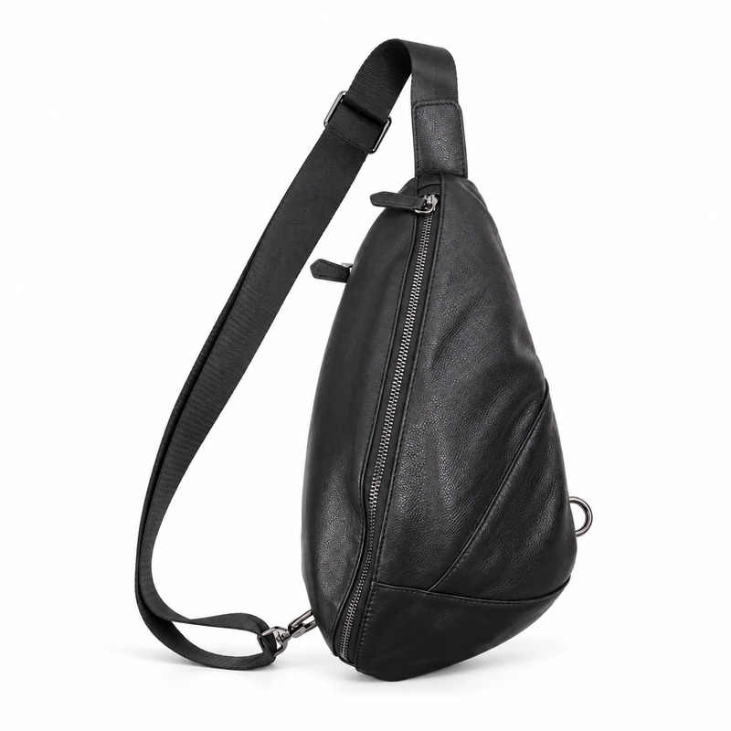 Black Textured Sling Bag Adjustable Strap-1