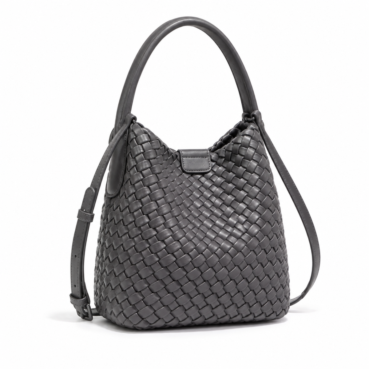 Elegant Grey Woven Hobo Shoulder Bag-1