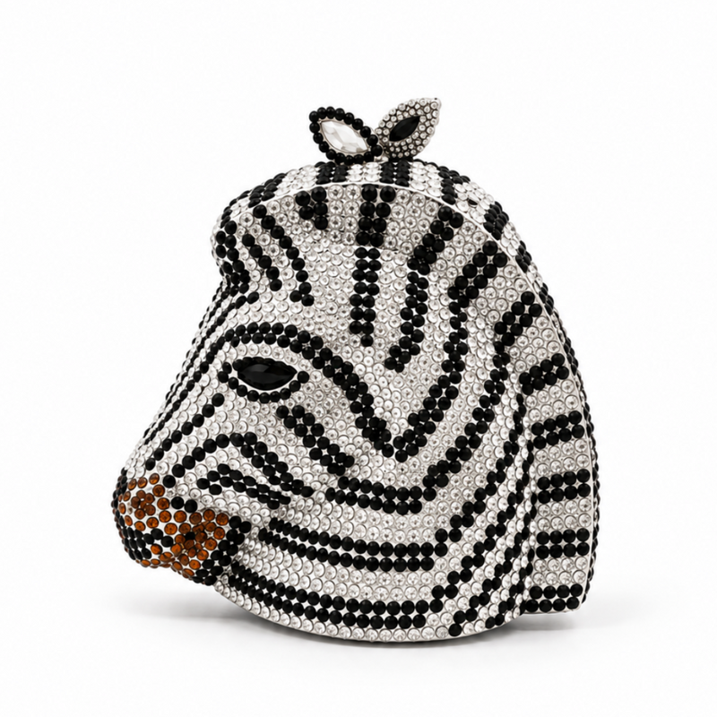Crystal Zebra Statement Luxury Evening Clutch-1