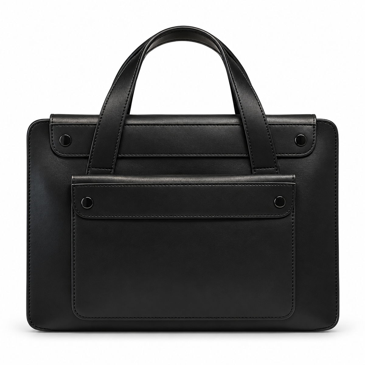 Classic Black Leather Laptop Briefcase Bag-4
