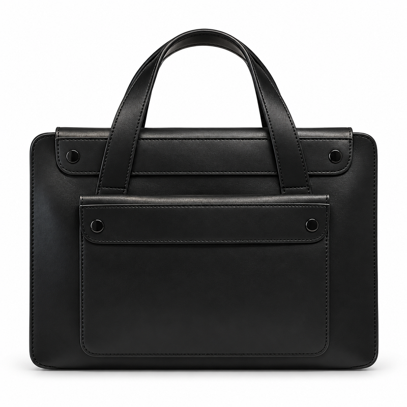 Classic Black Leather Laptop Briefcase Bag-4