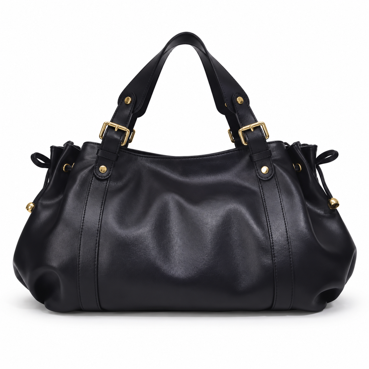Elegant Black Handbag With Gold Accents-2