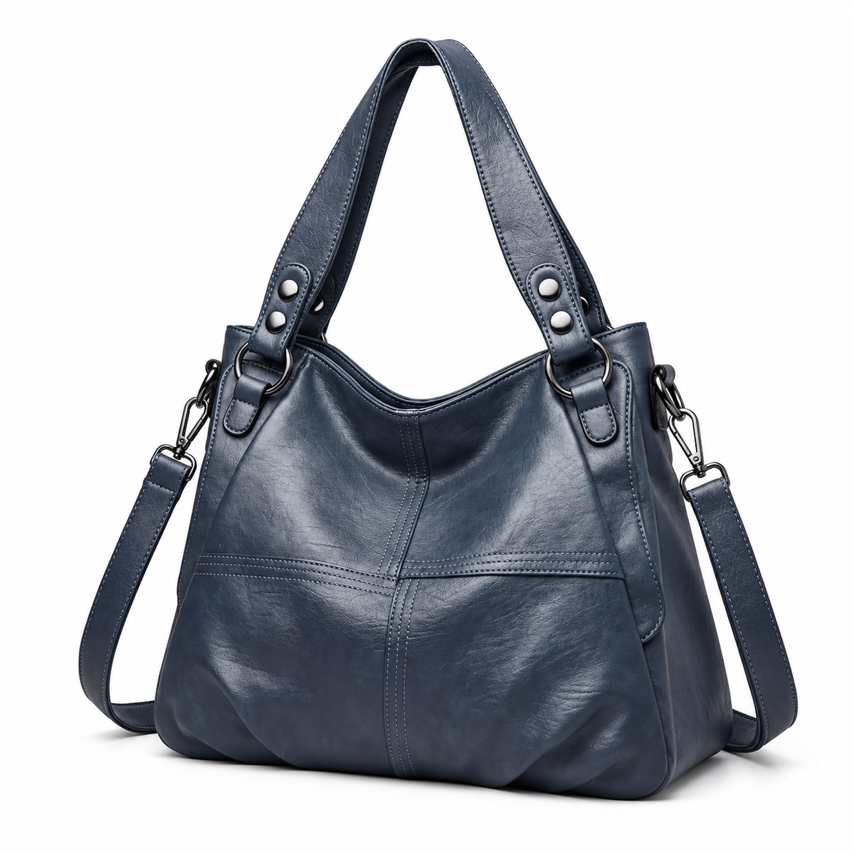Sky Blue Hobo Bag With Strap-3