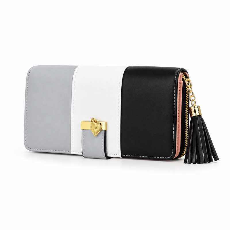 Grey White Black Color Block Wallet-3