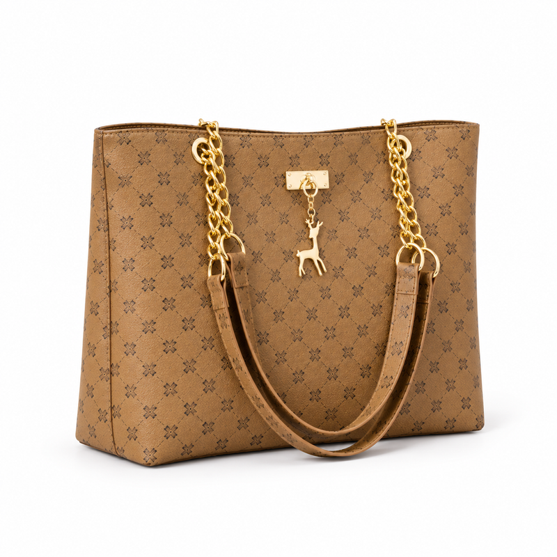 Elegant Monogram Chain Shoulder Tote Bag-1