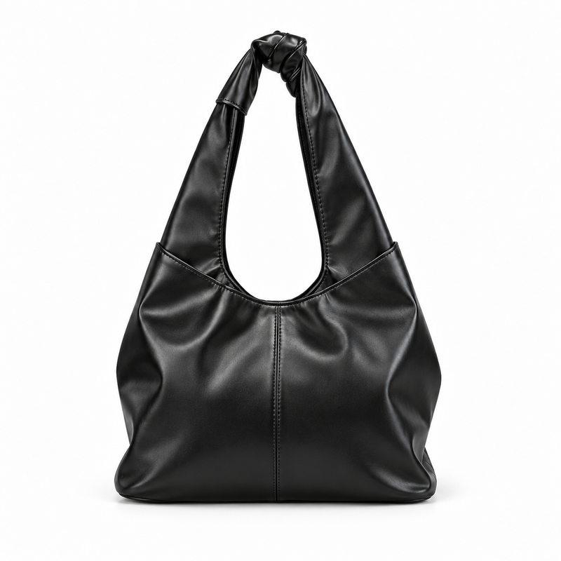 Sleek Bow Detail Black Shoulder Bag-2