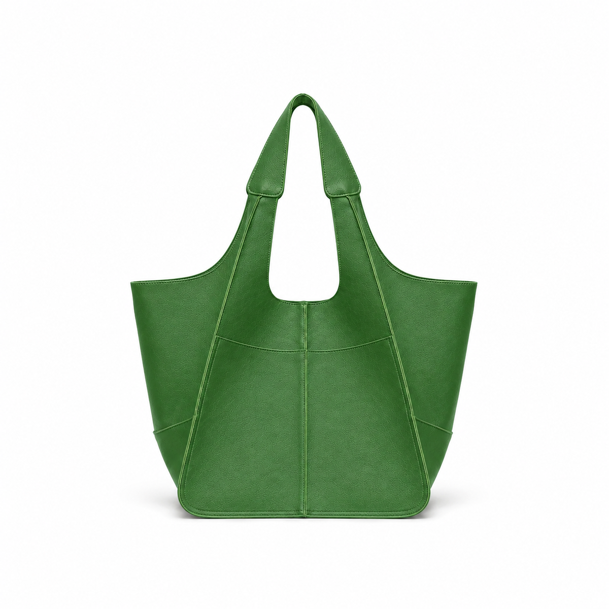 Green Textured Oversized Shoulder Tote Bag-4