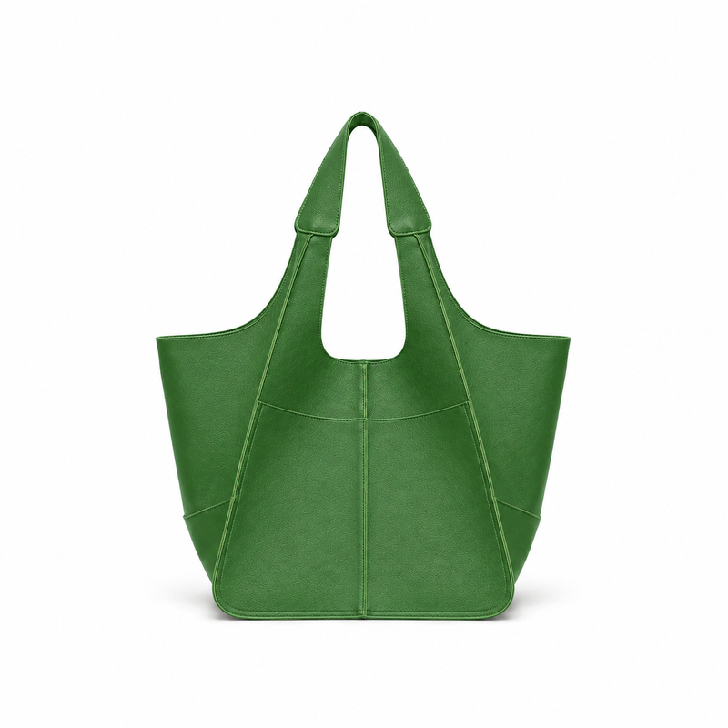 Green Textured Oversized Shoulder Tote Bag-4