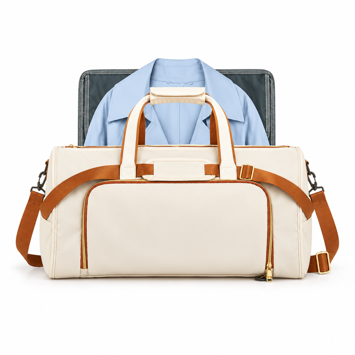 Cream Convertible Garment Overnight Travel Bag-4