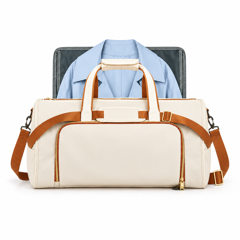 Cream Convertible Garment Overnight Travel Bag-4