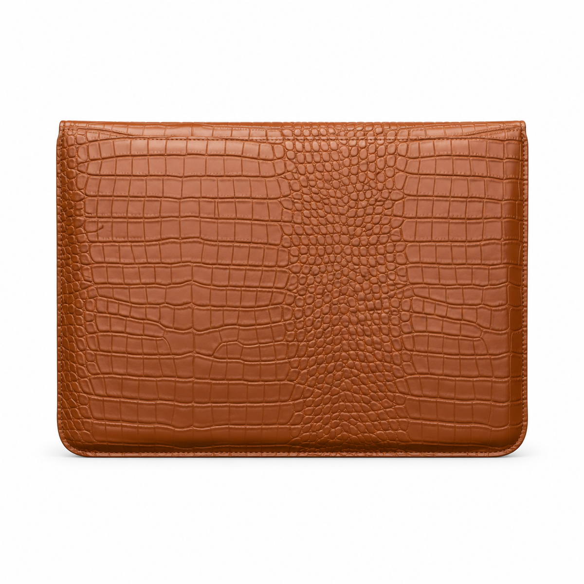 Caramel Crocodile Embossed Leather Laptop Bag-2