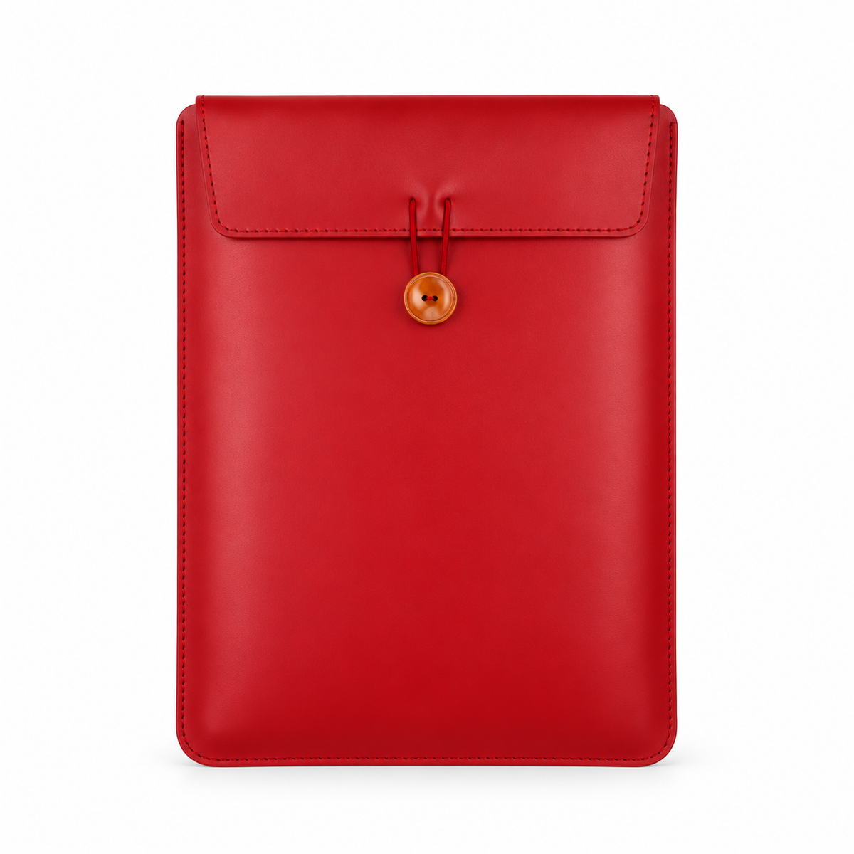 Red Leather Laptop Bag With Button-4