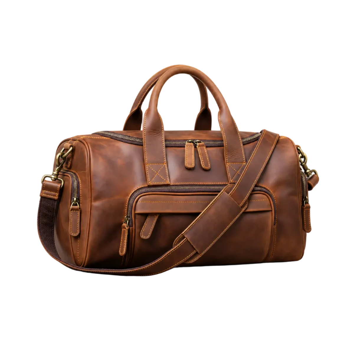 Vintage Brown Overnight Duffel Travel Bag-1