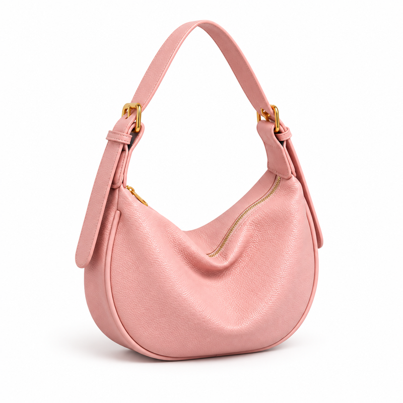 Blush Pink Crescent Hobo Shoulder Bag-1