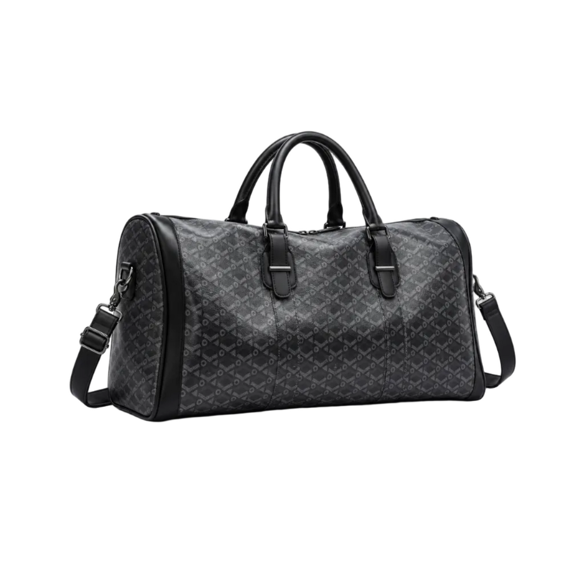 Charcoal Geometric Leather Travel Duffel Bag