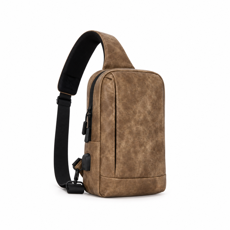 Khaki Vintage Style Crossbody Sling Bag-1