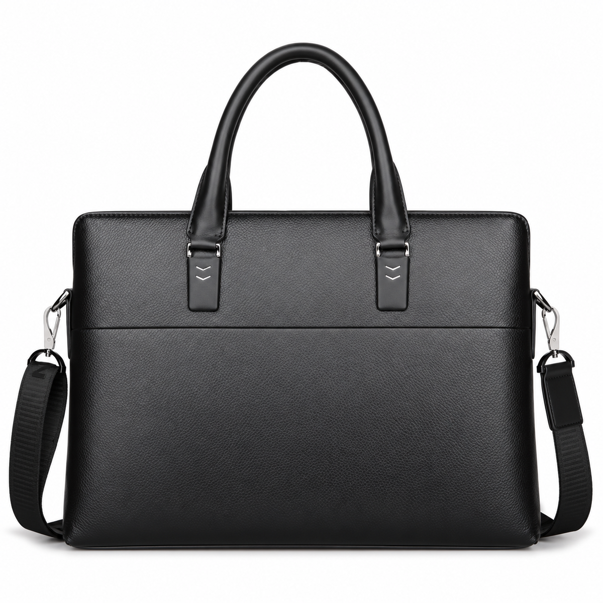 Classic Black Leather Laptop Briefcase Bag-4