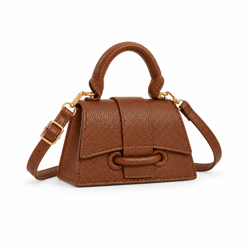 Brown Structured Mini Crossbody Handbag Purse-1